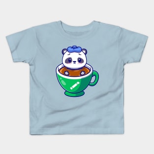 Cute Panda Fever In Coffee Cartoon Kids T-Shirt